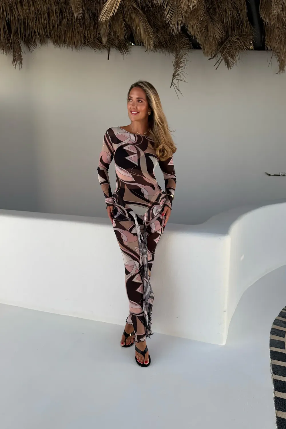 Mesh V Frill Dress Black Nude sold by Sand Dollar product image thumbnail 2