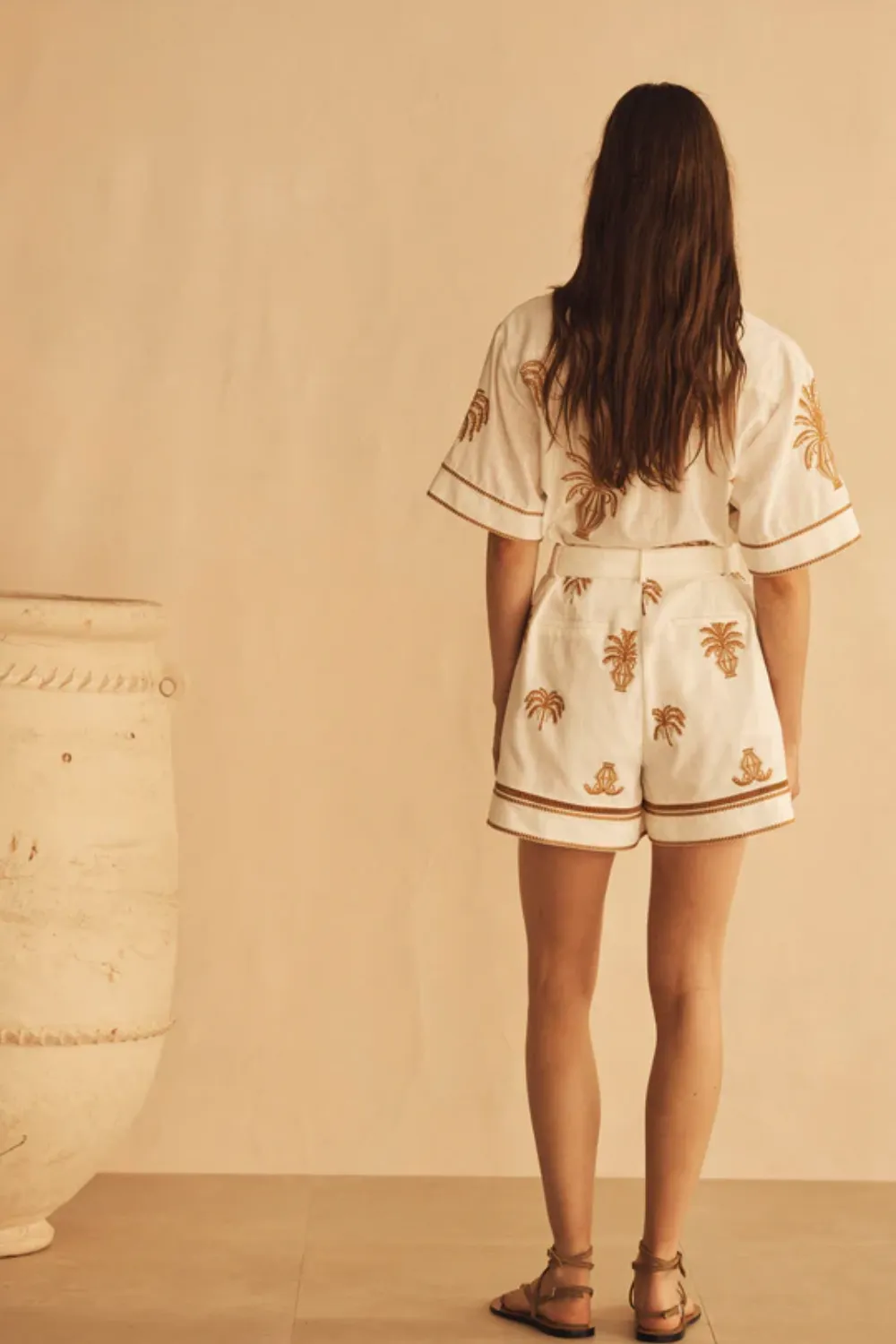 Dalla Palma Embroidered Cuffed Short Sleeve Shirt sold by Sand Dollar product image thumbnail 3