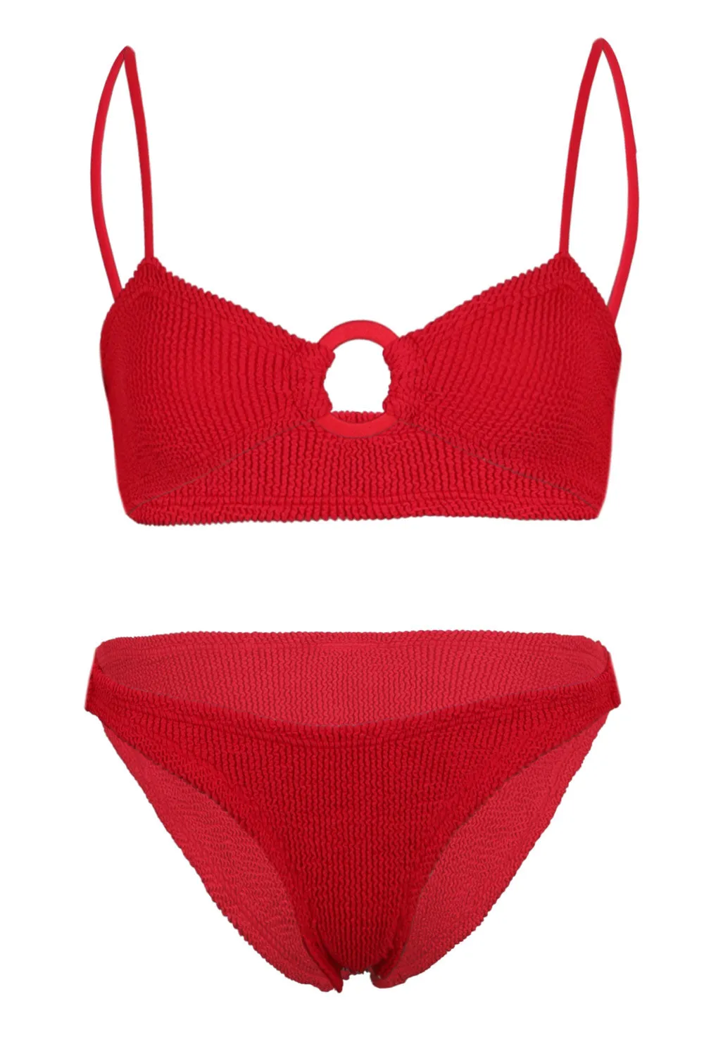 Misty Bikini With Fabric Tonal Hoops Red sold by Sand Dollar