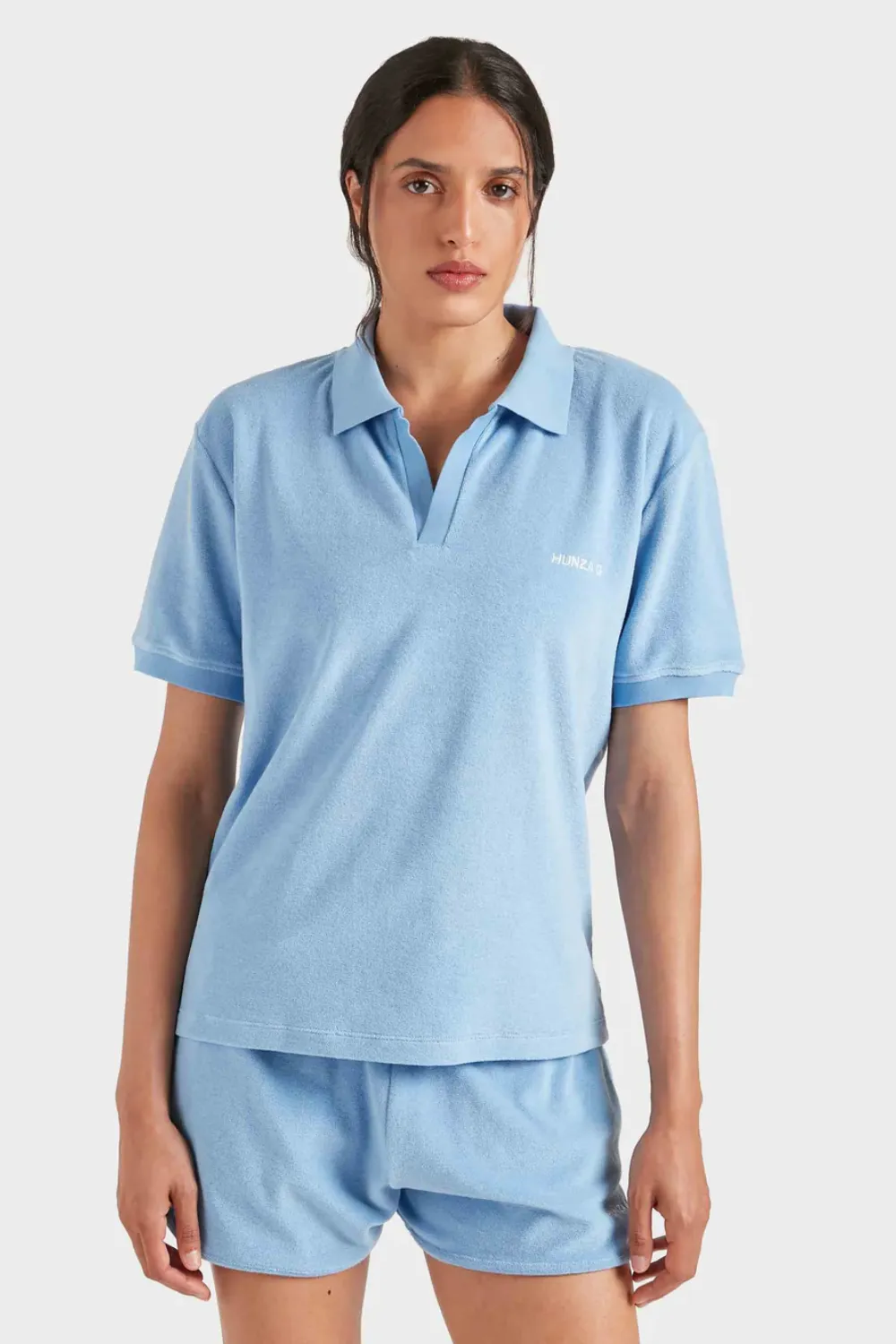 Terry Towelling Polo Cornflower sold by Sand Dollar