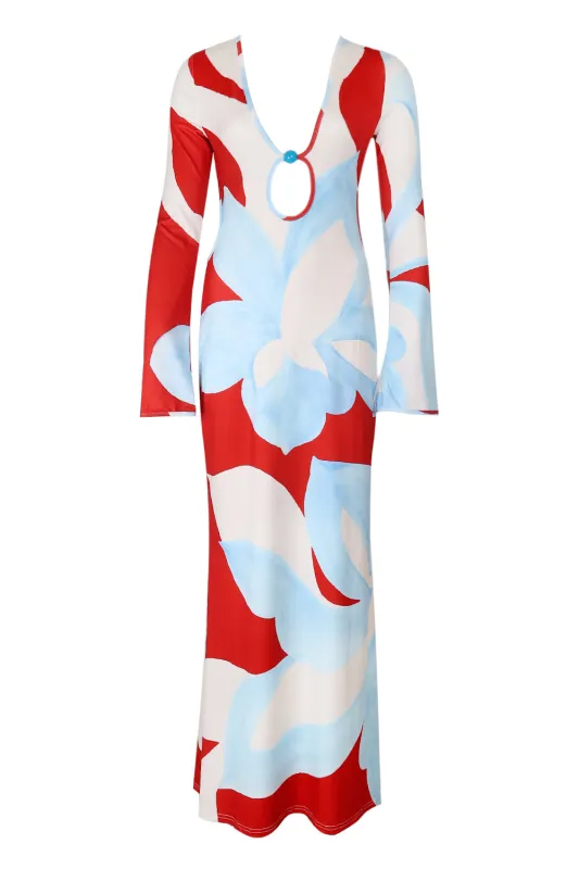 Amoree Long Sleeve Maxi Dress - Amoree Red made by Seven Wonders