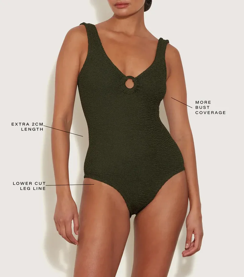 Coverage Celine Swim with Fabric Covered Hoops Metallic Khaki sold by Sand Dollar product image thumbnail 4