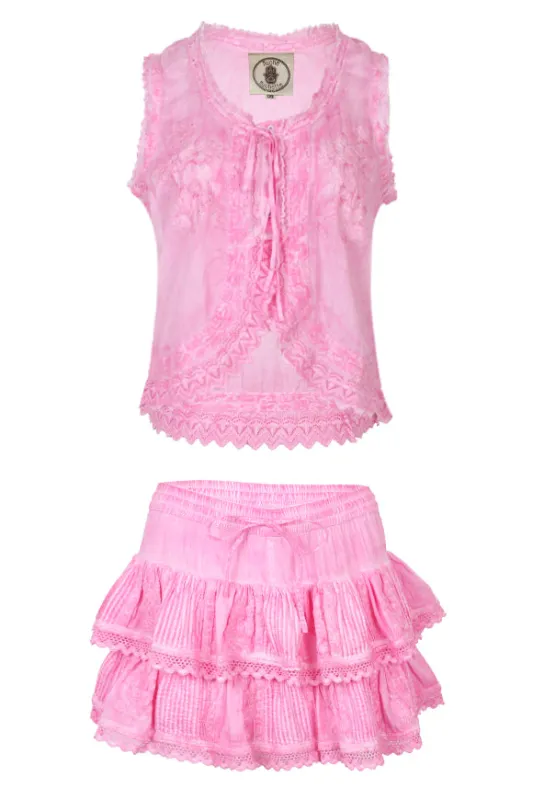 Cannes Embroidered Tank Top And Skort Washed Pink sold by Sand Dollar
