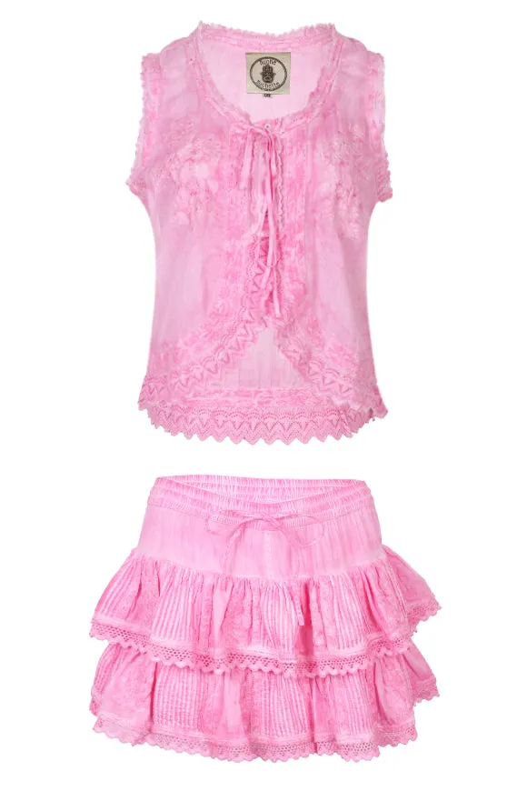 Cannes Embroidered Tank Top And Skort Washed Pink sold by Sand Dollar