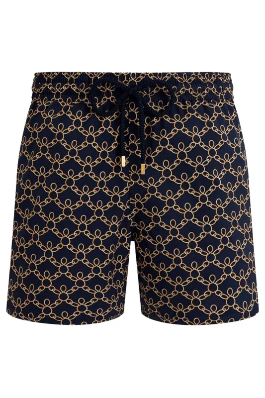 Men Stretch Short Swim Shorts Turtles Chain sold by Sand Dollar