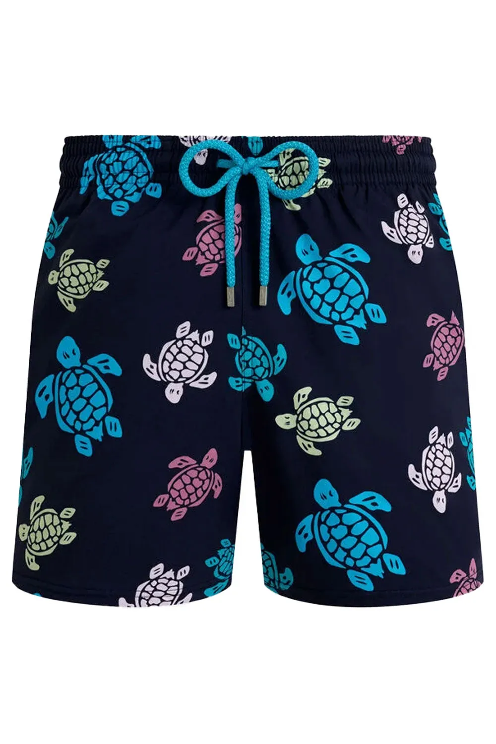 Men Stretch Short Swim Shorts Ronde des Tortues Multicolores Navy sold by Sand Dollar