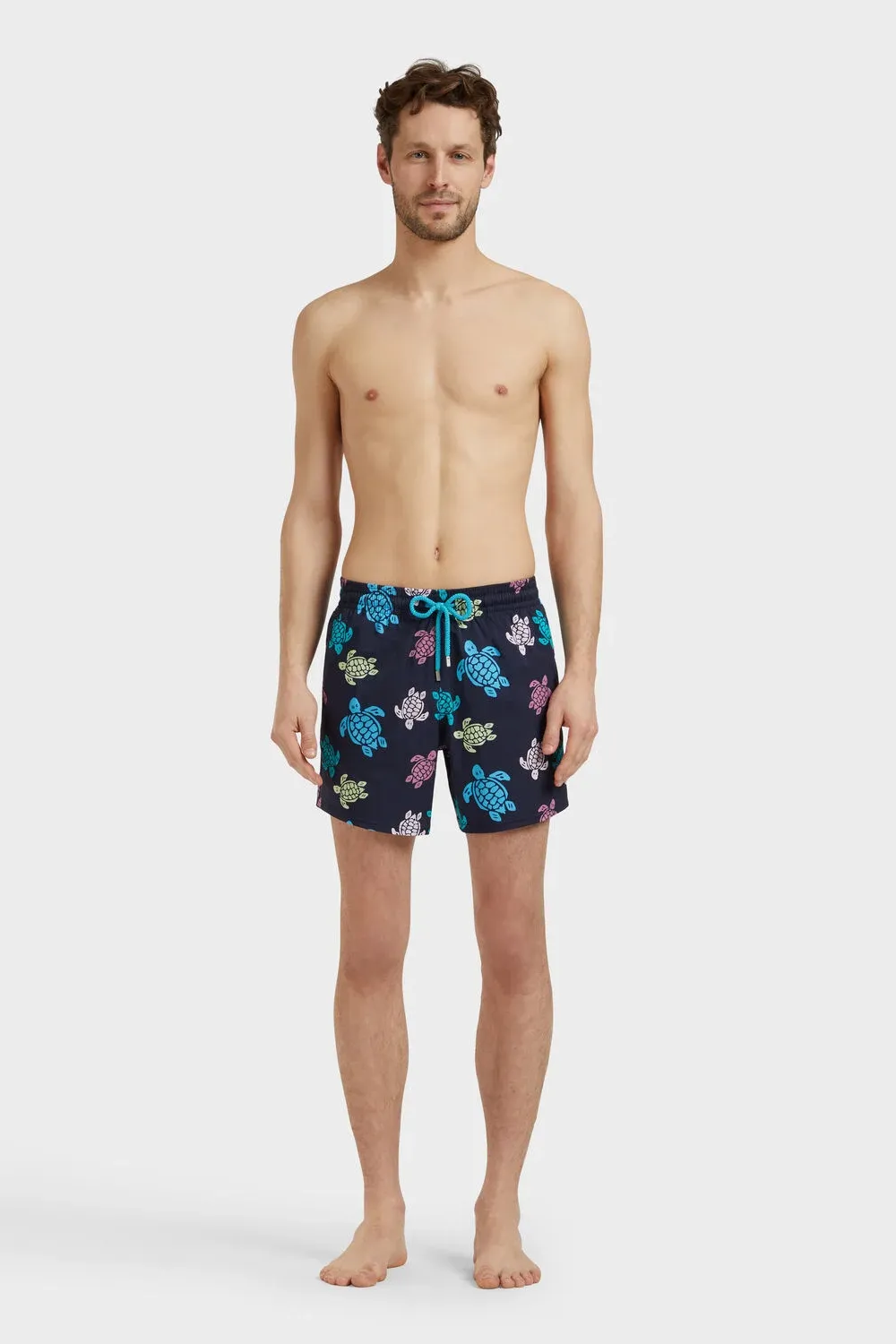 Men Stretch Short Swim Shorts Ronde des Tortues Multicolores Navy sold by Sand Dollar product image thumbnail 2
