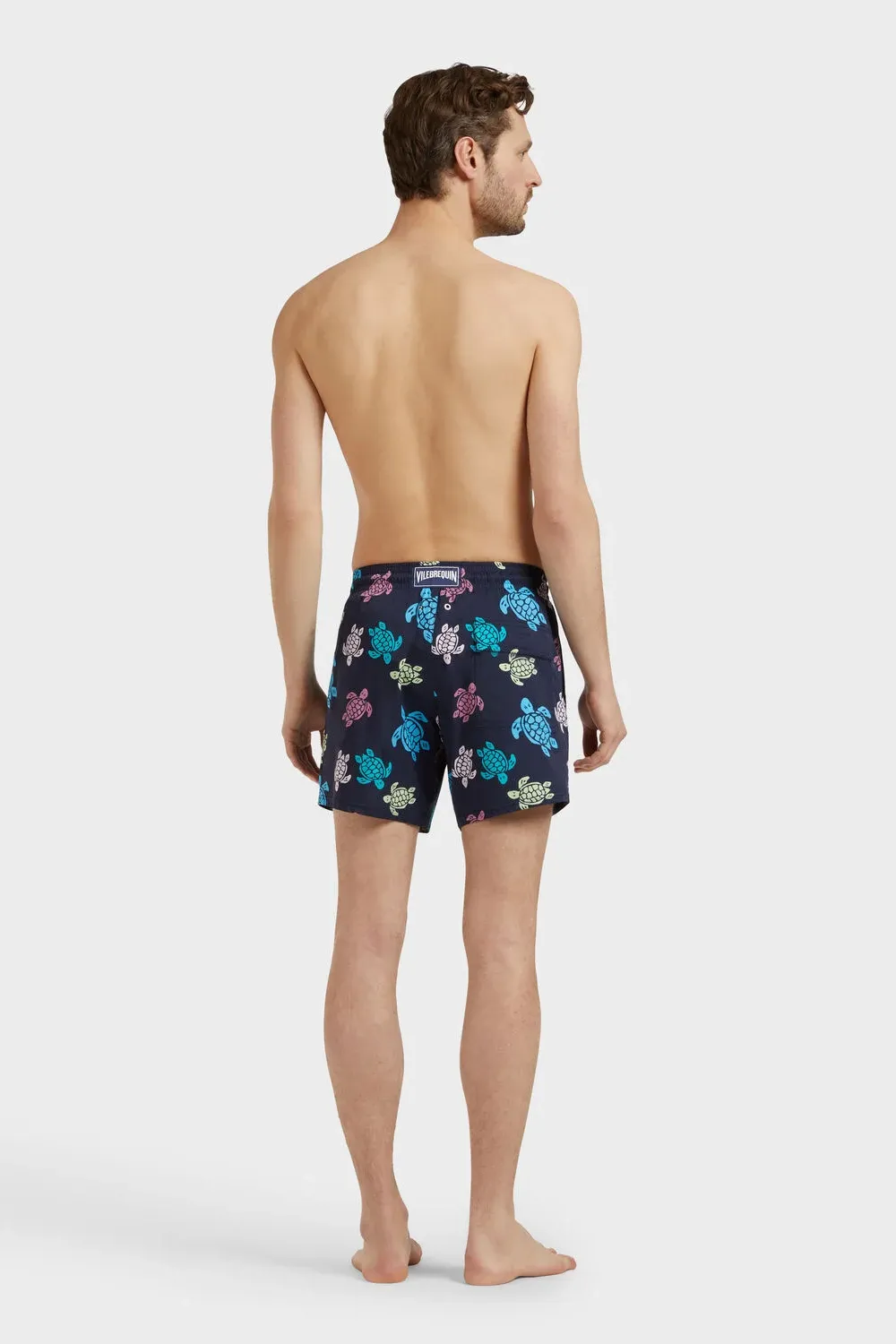 Men Stretch Short Swim Shorts Ronde des Tortues Multicolores Navy sold by Sand Dollar product image thumbnail 3