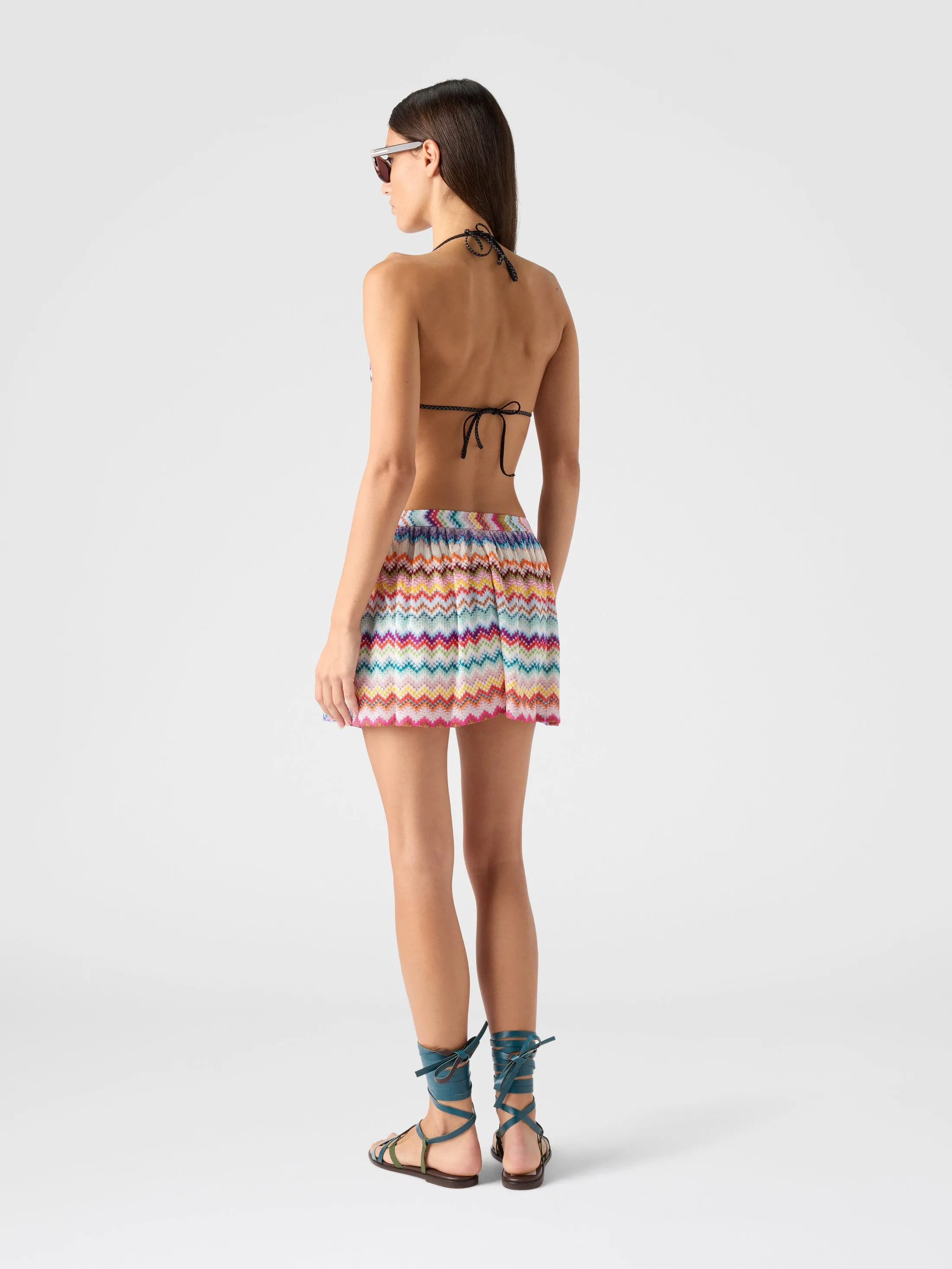 Viscose Lame Shorts with Pixelated Zigzag Motif Multicolour sold by Sand Dollar product image thumbnail 4