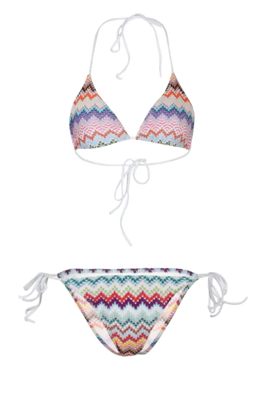 Triangle Bikini in Lamé Viscose with Pixel-effect Zigzag Pattern made by Missoni