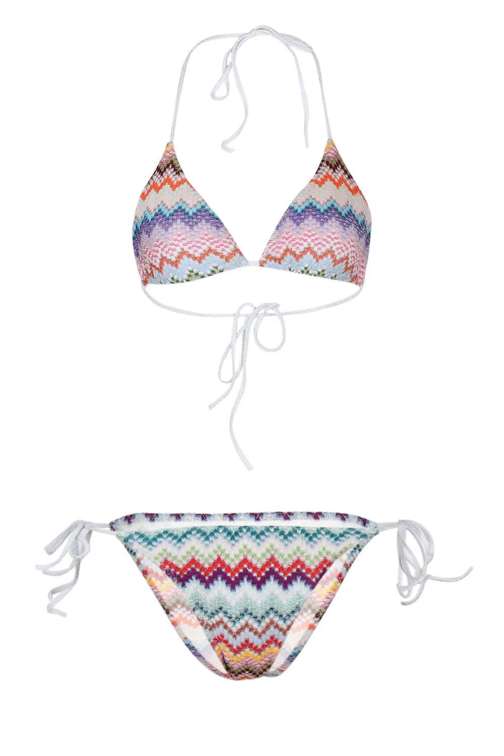 Triangle Bikini in Lamé Viscose with Pixel-effect Zigzag Pattern sold by Sand Dollar