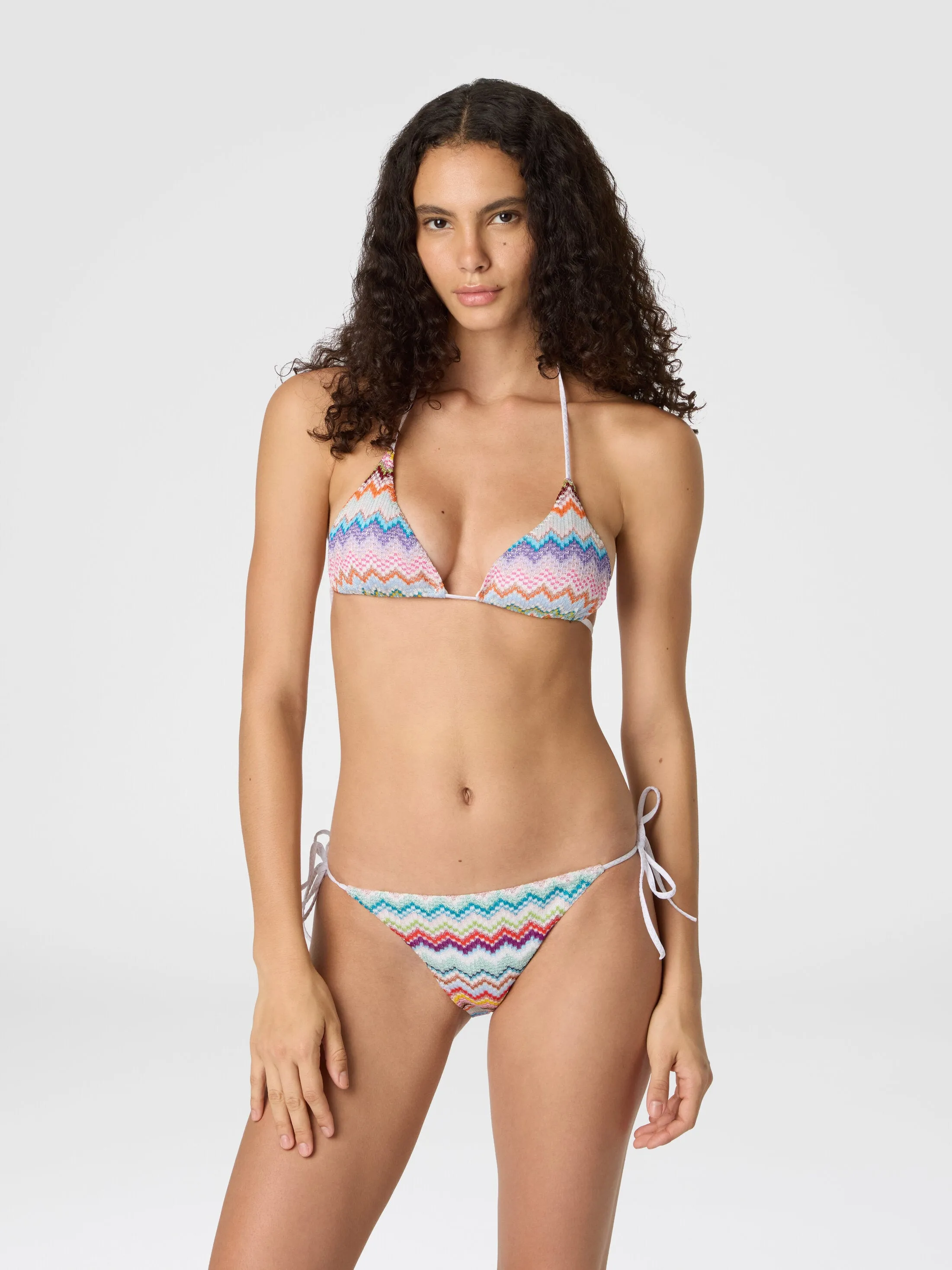 Triangle Bikini in Lamé Viscose with Pixel-effect Zigzag Pattern sold by Sand Dollar product image thumbnail 3