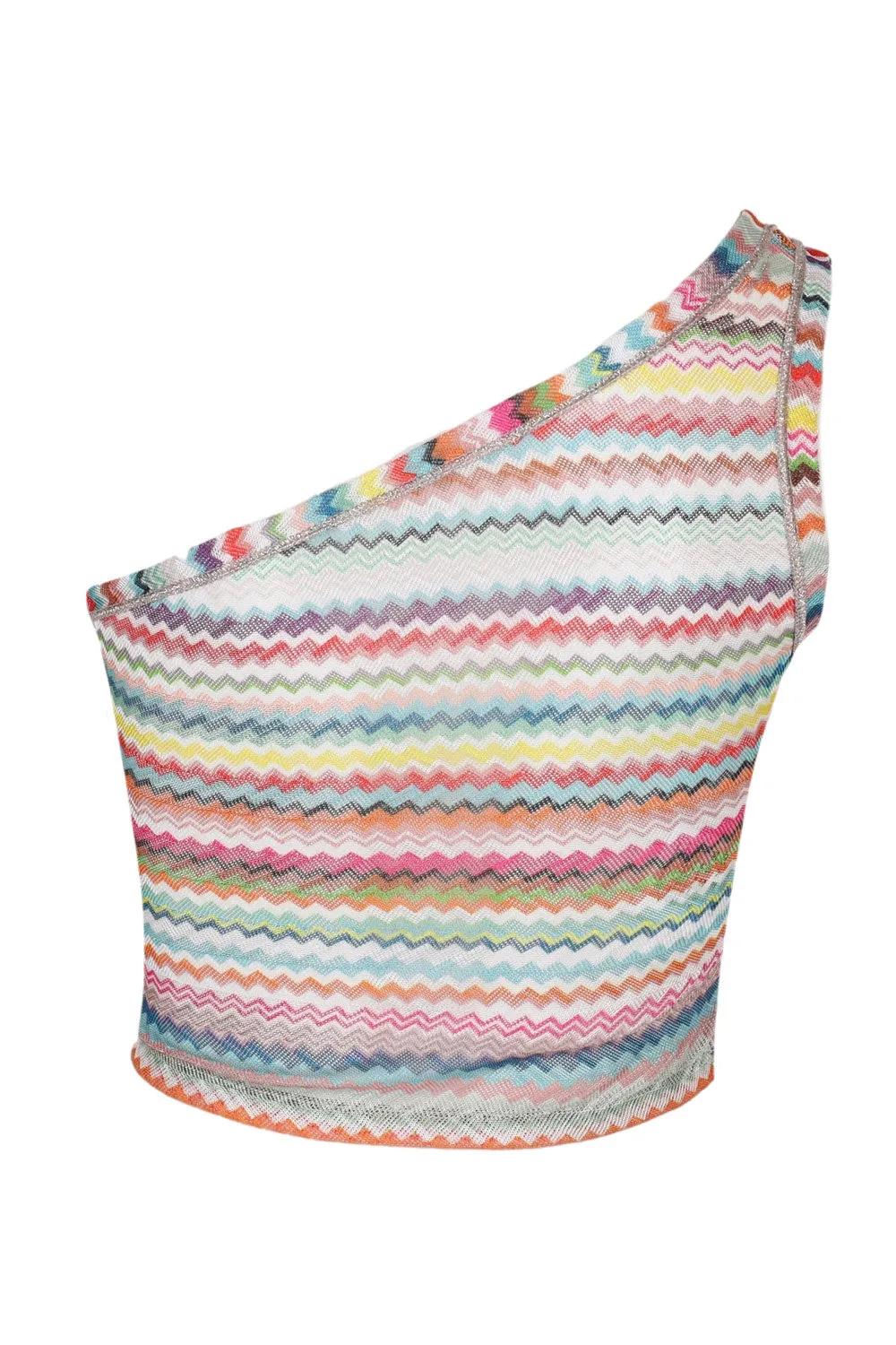 One-shoulder Viscose-blend Tulle Top with Zigzag Pattern Multicolour sold by Sand Dollar product image thumbnail 2