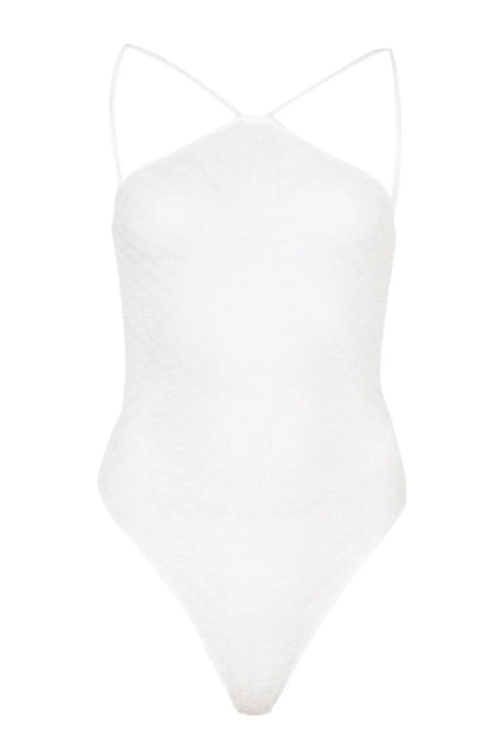 One Piece Swimsuit in Lame Halterneck White sold by Sand Dollar