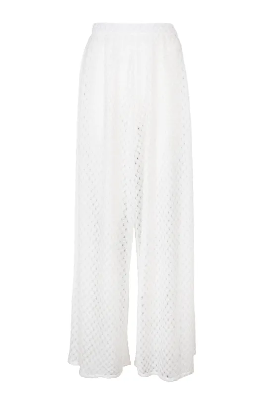 Classic Trouser in Lame Viscose White sold by Sand Dollar