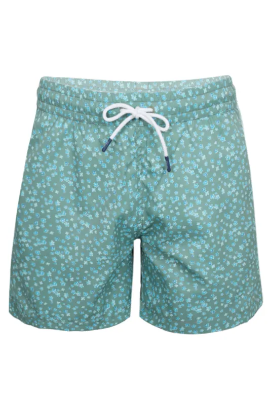 Men Swim Short Kaki Flowers sold by Sand Dollar