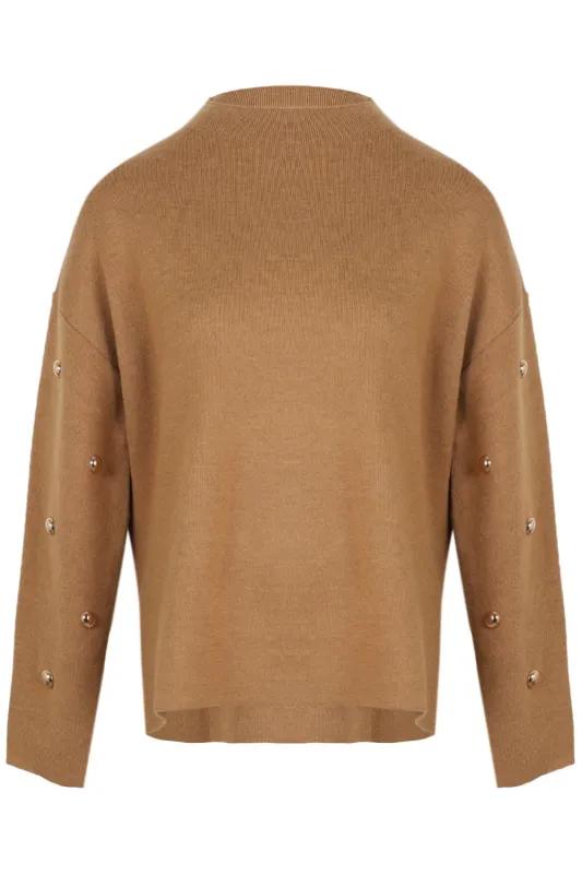 Tan Stud Evie Knit Jumper made by Never Fully Dressed