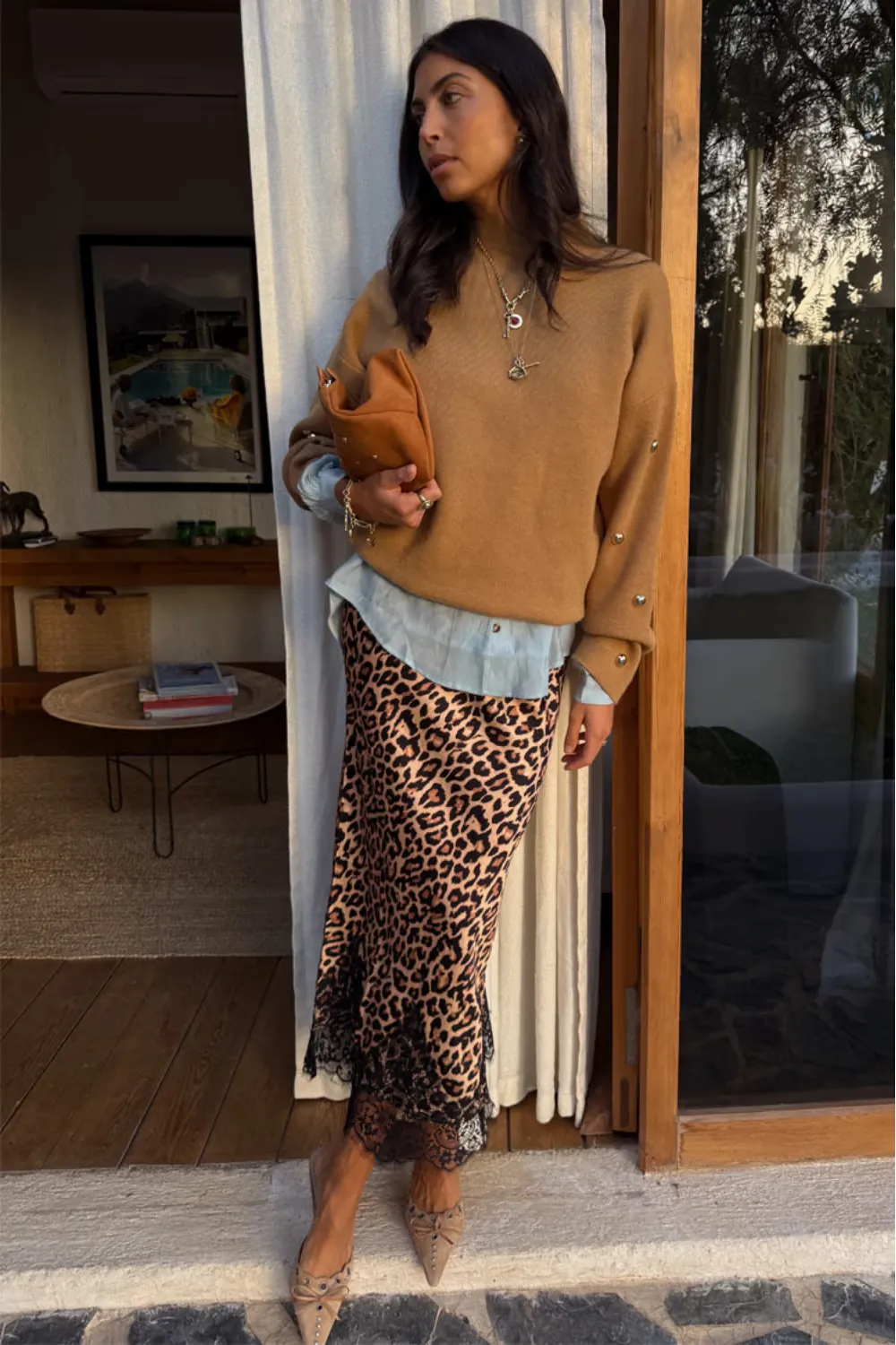 Leopard Lace Midi Maeva Skirt sold by Sand Dollar product image thumbnail 3