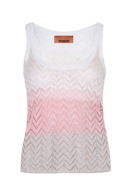 Shaded Chevron Viscose Tank Top Beige/Pink/Creamy sold by Sand Dollar