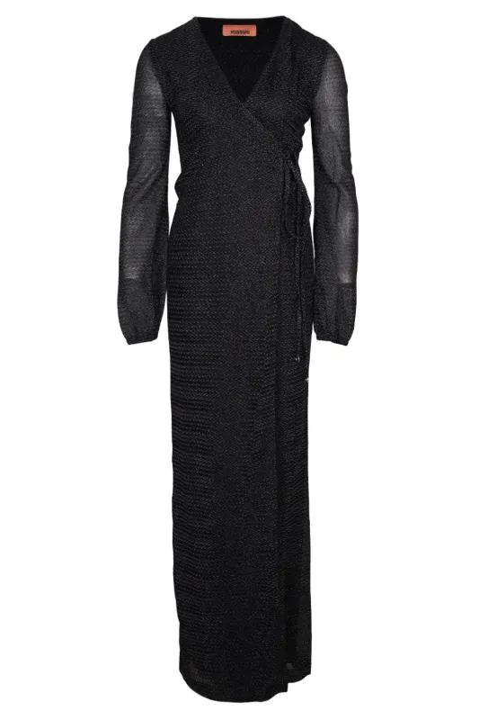 Wrap Around Long Dress In Black made by Missoni