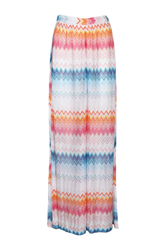 Classic Trousers In a Viscose Blend Zig Zag Lame Shaded Fucsia/Blue made by Missoni