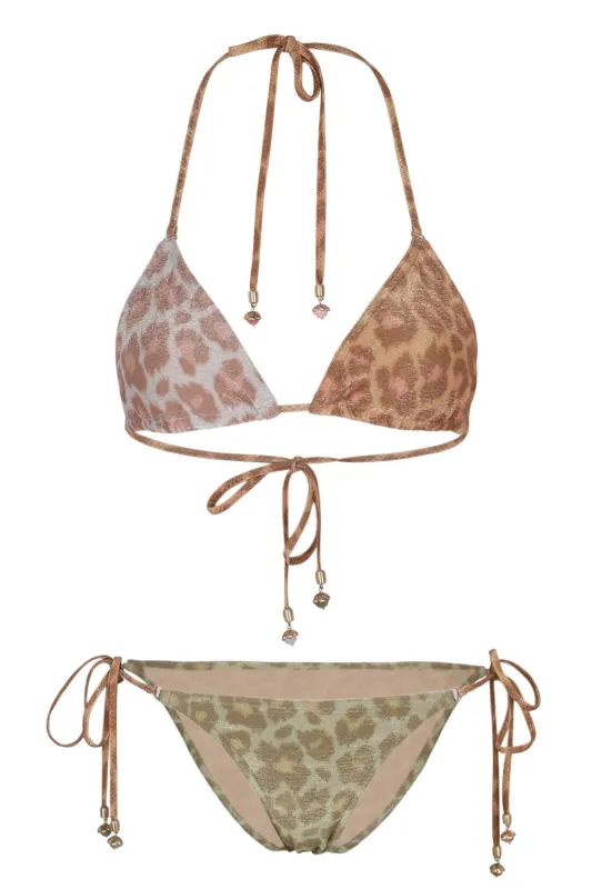 Awaken Metallic Triangle Bikini in Spliced made by Zimmermann