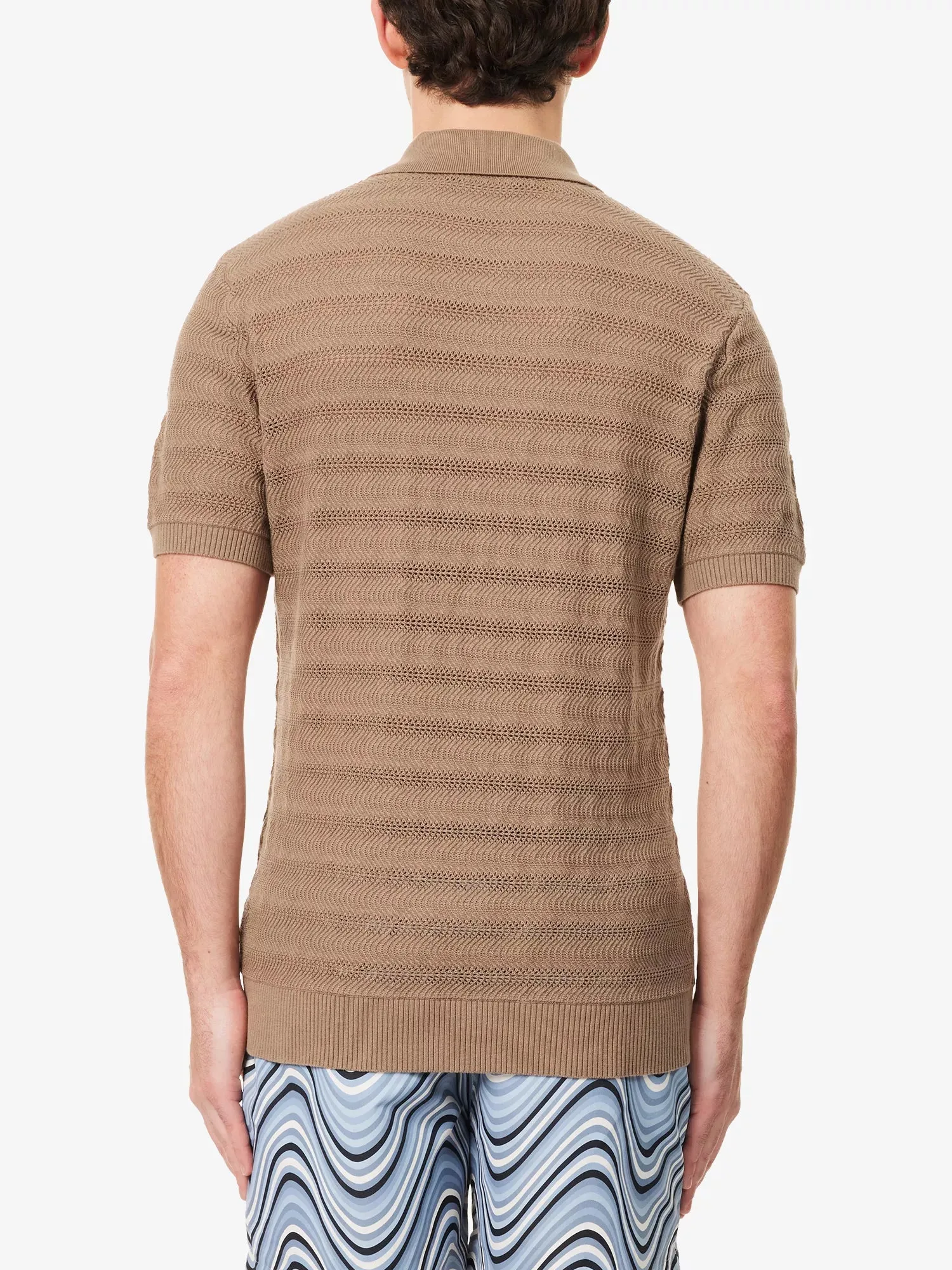 Vidal Cotton Jacquard Wave Buttoned Polo Khaki sold by Sand Dollar product image thumbnail 4