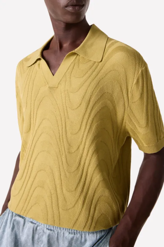 Rino Cotton Blend Jacquard Knit Polo Willow Green sold by Sand Dollar