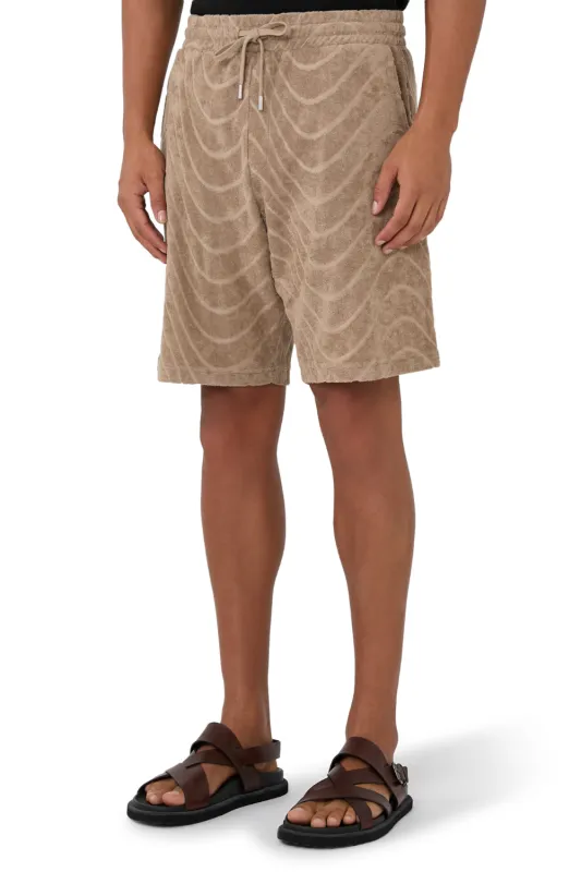 Augusto Cotton Blend Fibra Jacquard Shorts Khaki made by Sand Dollar