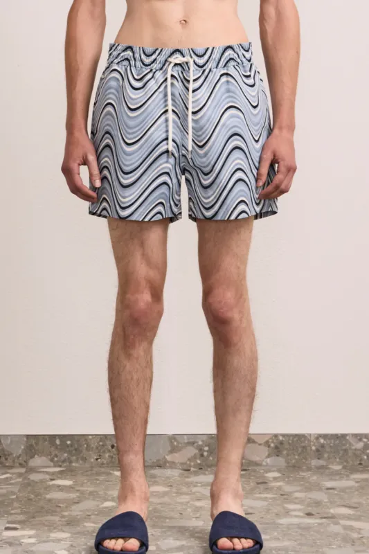 Rio Swim Short Fibra Print Coastal Blue sold by Sand Dollar