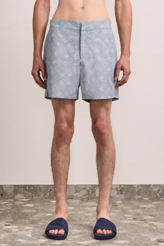 Porto Swim Short Angra Madeira Print Coastal Blue made by Sand Dollar