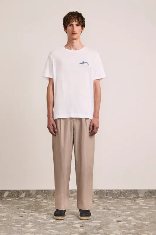 Dinis Linen Blend Montahna RDJ Printed Tee Coastal Blue made by Sand Dollar