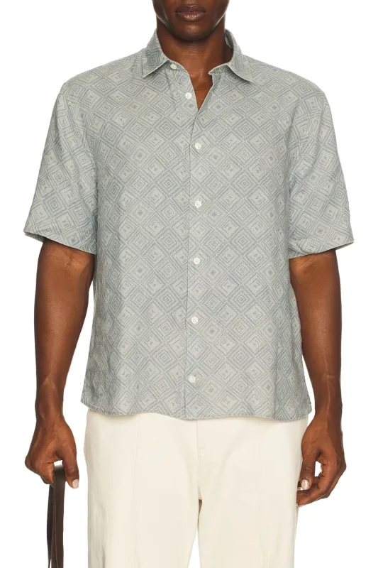 Castro Linen Shirt Angra Madeira Print Coastal Blue made by Sand Dollar