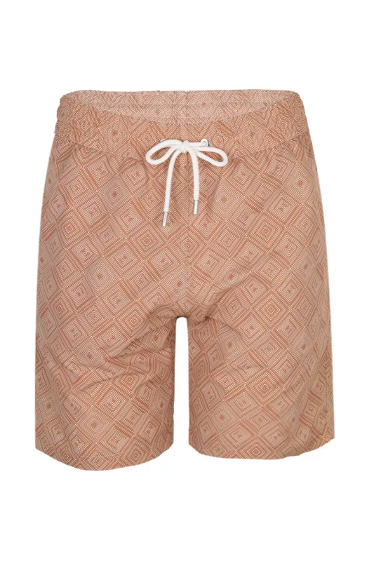 Santos Swim Short Madeira Print Copper sold by Sand Dollar
