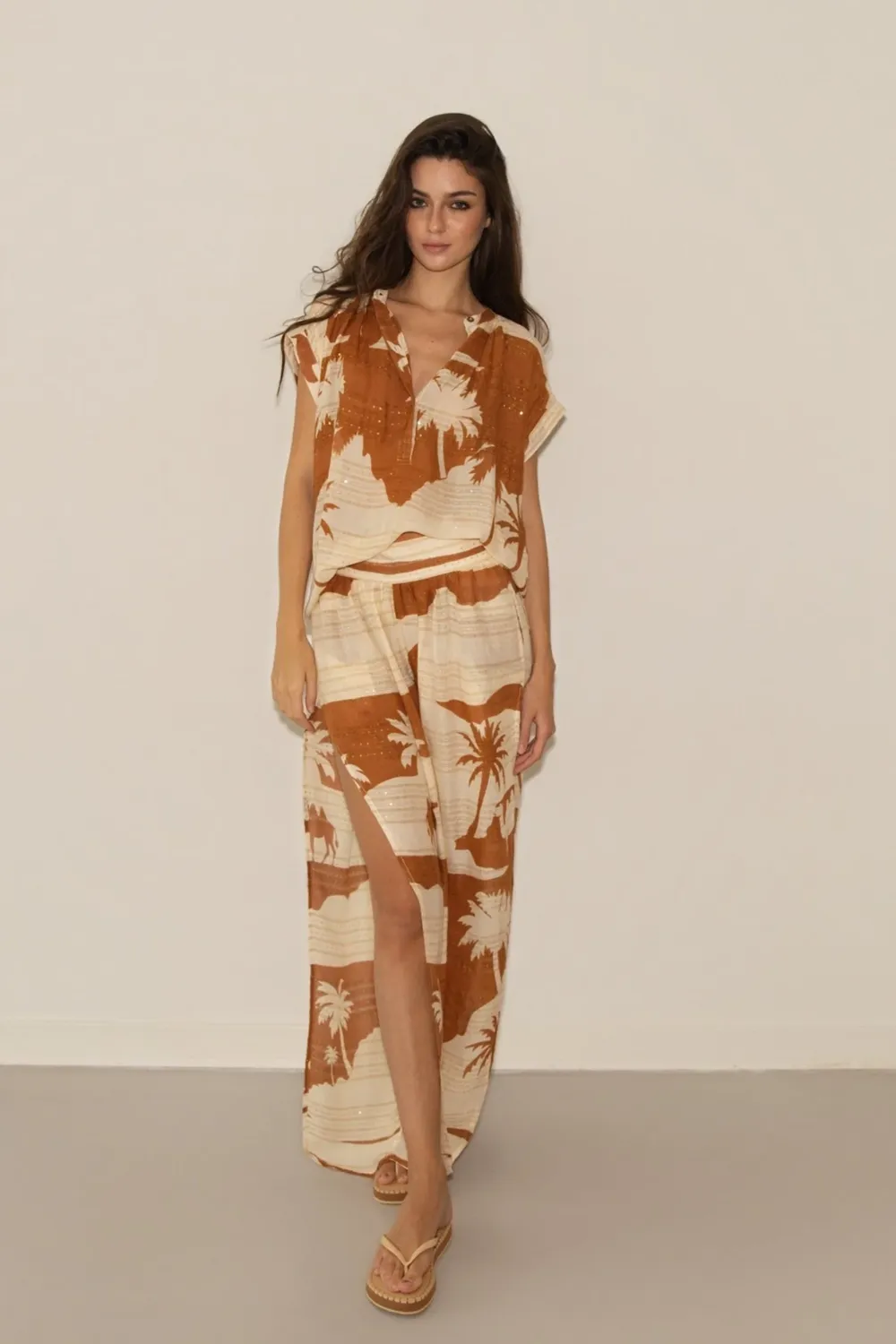 Kha Palm Trees Pant Mocha sold by Sand Dollar product image thumbnail 2