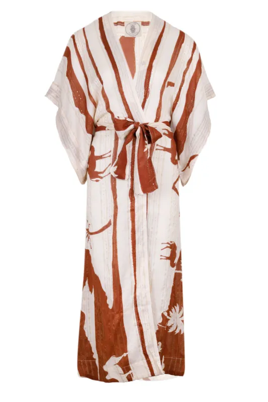 Kha Palm Trees Kimono Mocha made by Sand Dollar