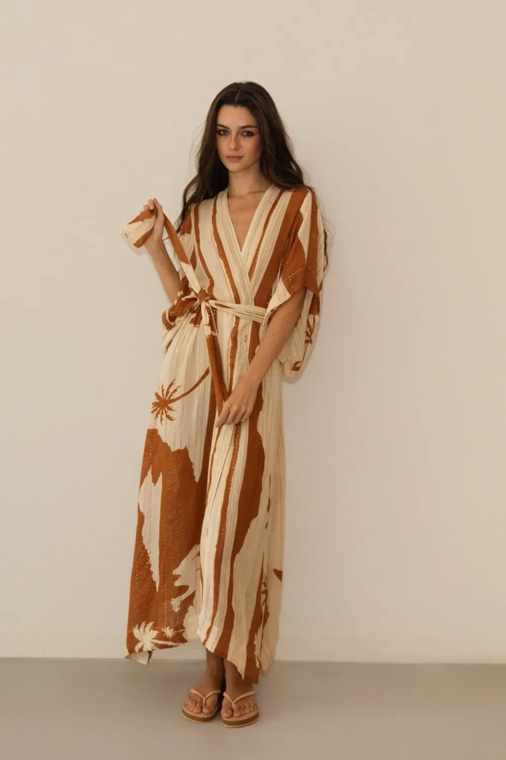 Kha Palm Trees Kimono Mocha sold by Sand Dollar product image thumbnail 2