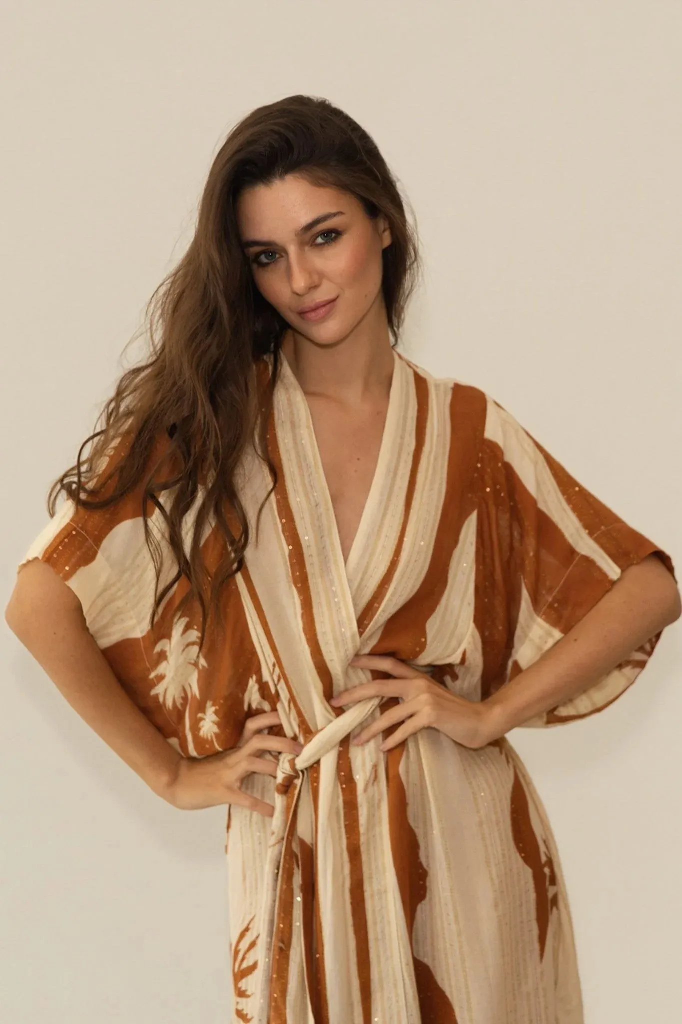 Kha Palm Trees Kimono Mocha sold by Sand Dollar product image thumbnail 4