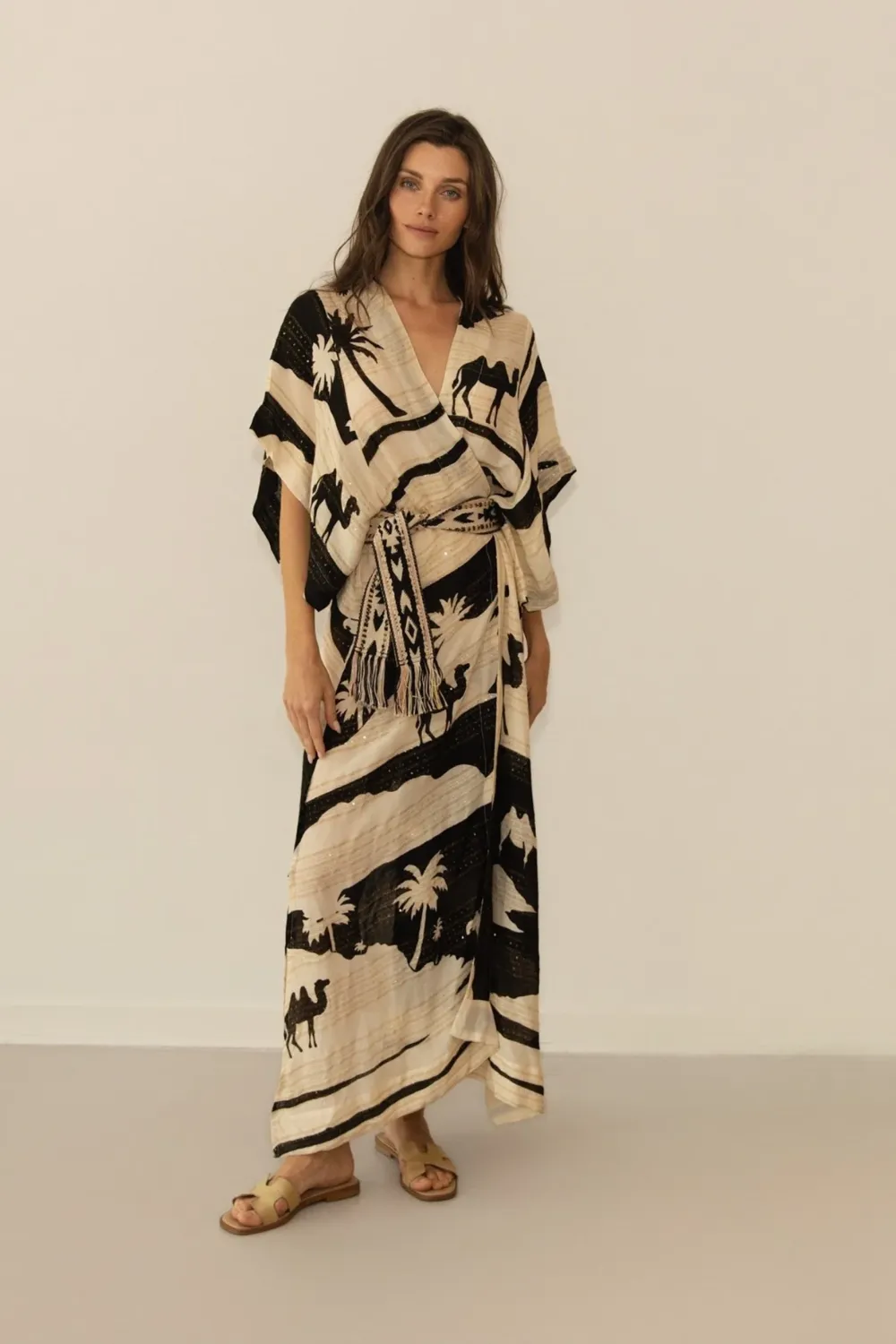 Kha Palm Trees Kimono Black sold by Sand Dollar product image thumbnail 2