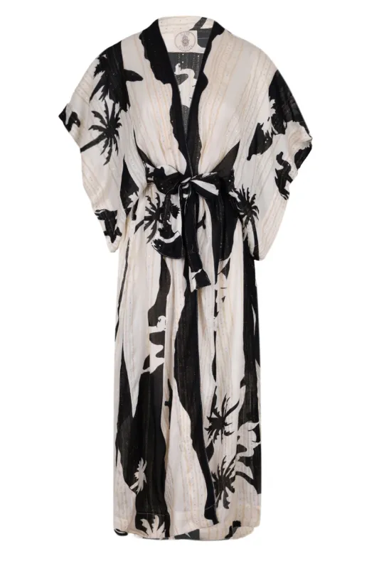 Kha Palm Trees Kimono Black made by Sand Dollar