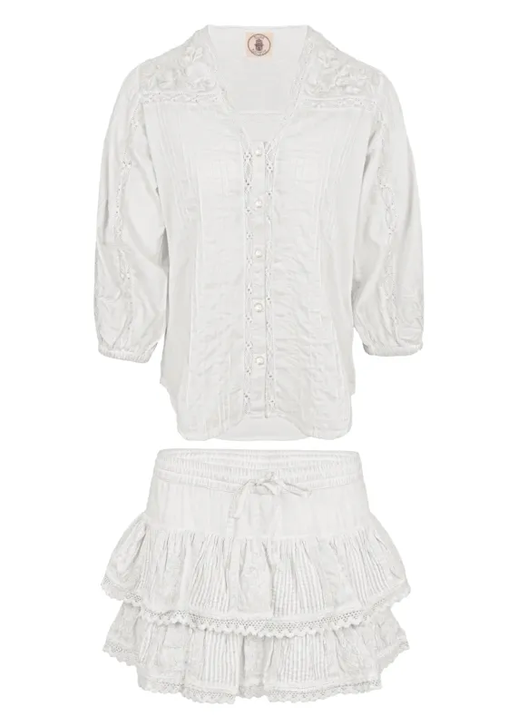 Coquette Embroidered Shirt And Skort White made by Sand Dollar