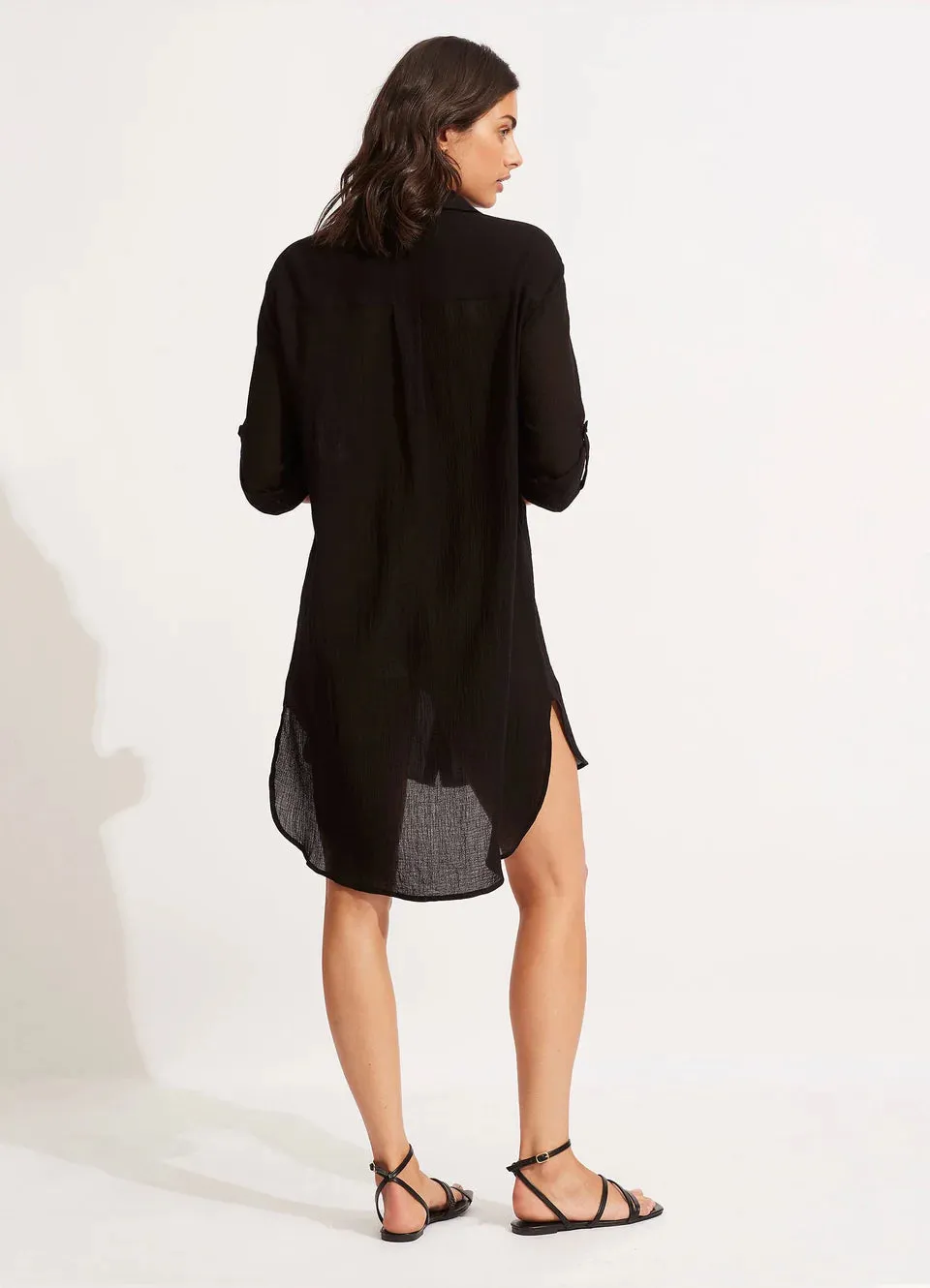 Crinkle Twill Beach Shirt Black sold by Sand Dollar product image thumbnail 3