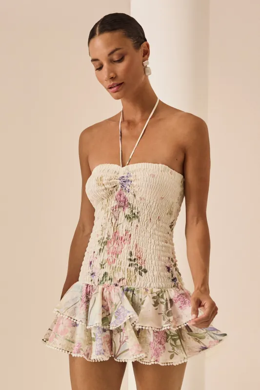 Cream Botanic Short Dress Cusia sold by Sand Dollar