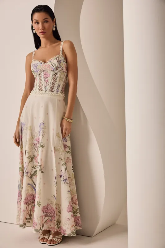 Cream Botanic Long Skirt Ventine sold by Sand Dollar