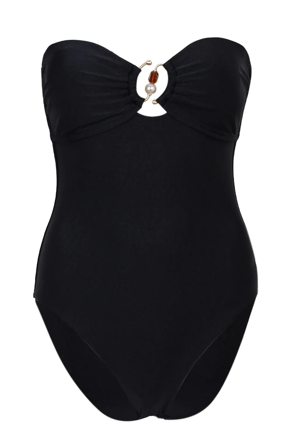 Palermo Ring Front Bandeau One Piece Black Pearl sold by Sand Dollar