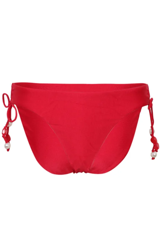 Palermo Loop Tie Side Bikini Bottom Cosmo Red sold by Sand Dollar