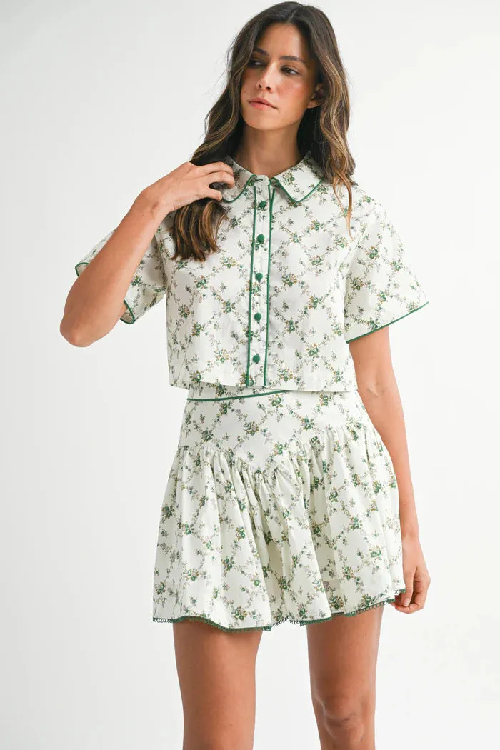 Dafne Short Sleeve Shirt and Skirt Set Green sold by Sand Dollar product image thumbnail 2