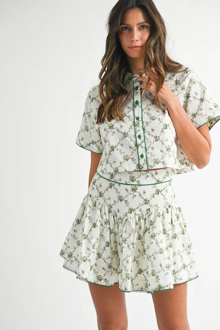 Dafne Short Sleeve Shirt and Skirt Set Green sold by Sand Dollar product image thumbnail 3