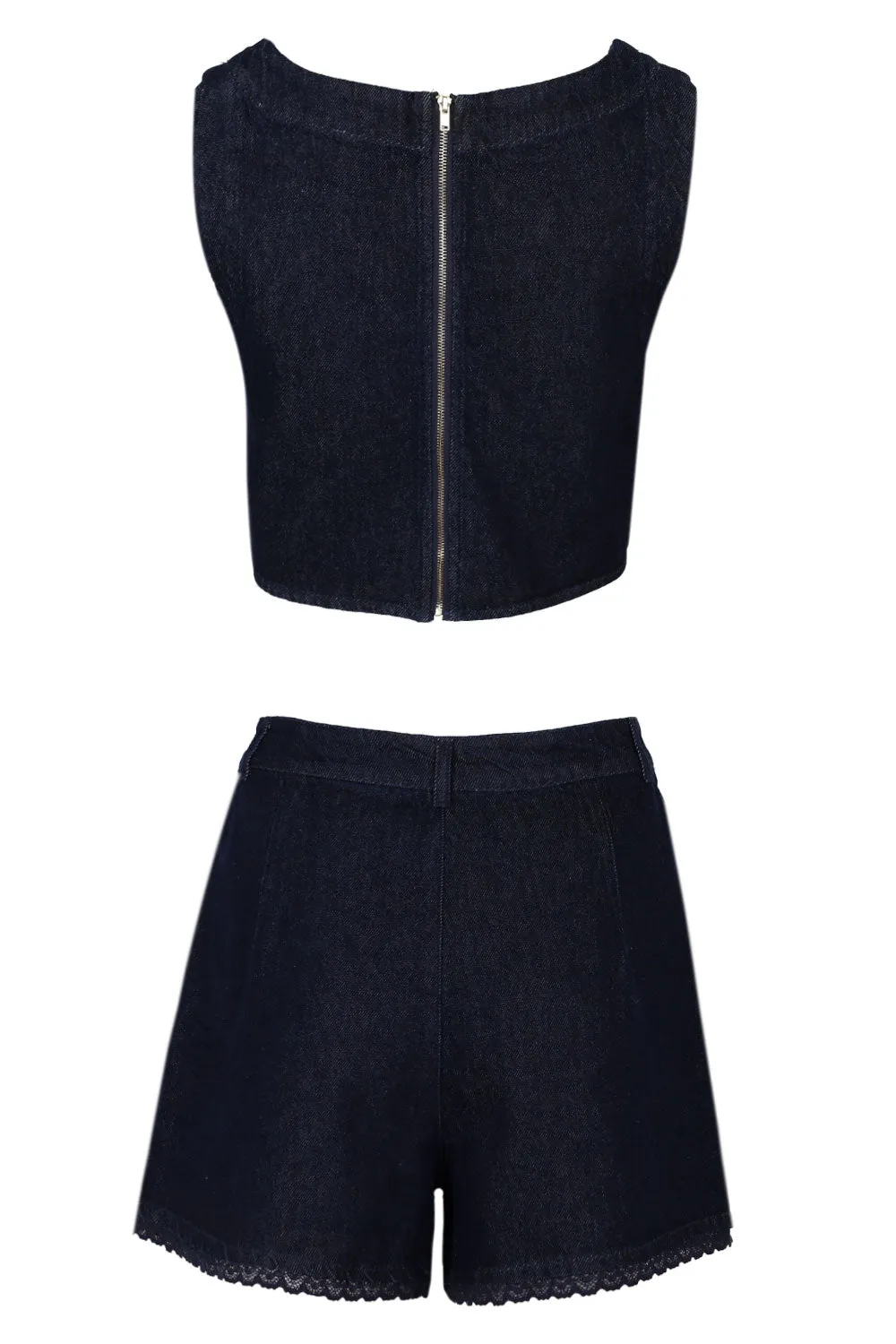Denim Crop Top and Short Set sold by Sand Dollar product image thumbnail 2