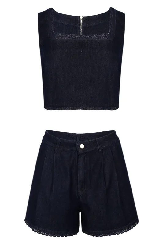 Denim Crop Top and Short Set made by MABLE